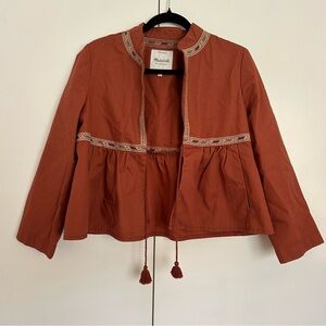 Madewell Women's Terracotta Blazer with Embroidered Trim